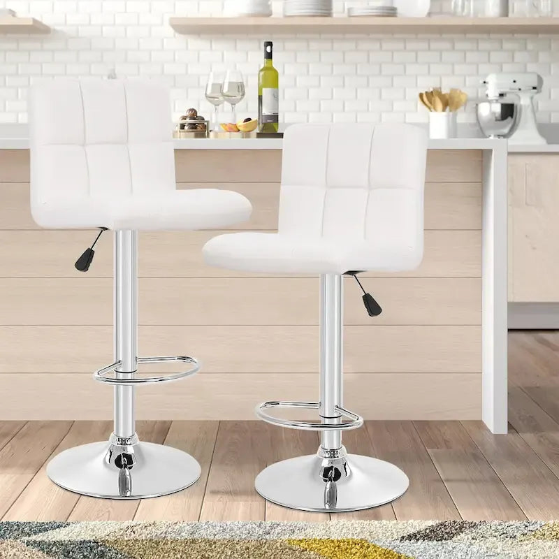 Tabourets de bar pivotants en cuir synthétique modernes à hauteur réglable (lot de 2)