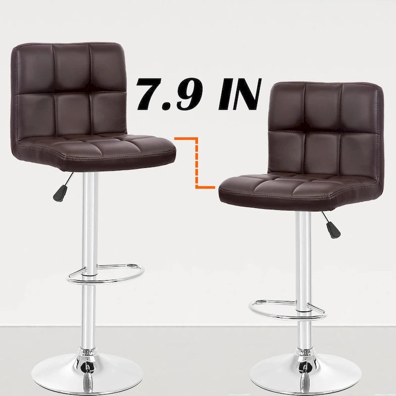 Tabourets de bar pivotants en cuir synthétique modernes à hauteur réglable (lot de 2)