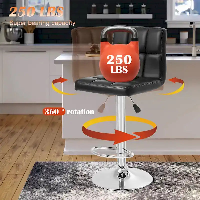 Tabourets de bar pivotants en cuir synthétique modernes à hauteur réglable (lot de 2)