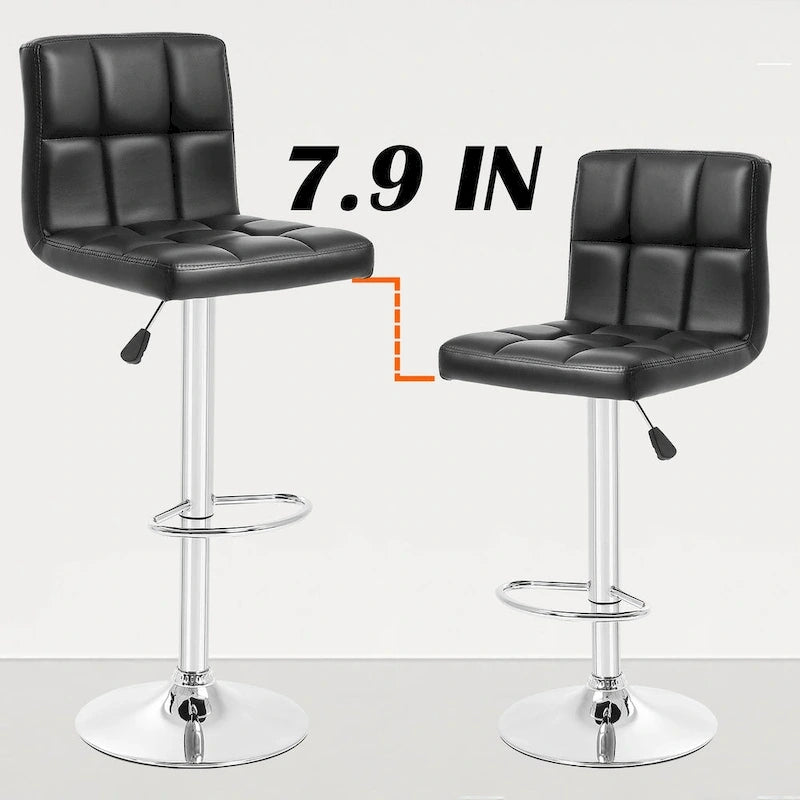 Tabourets de bar pivotants en cuir synthétique modernes à hauteur réglable (lot de 2)