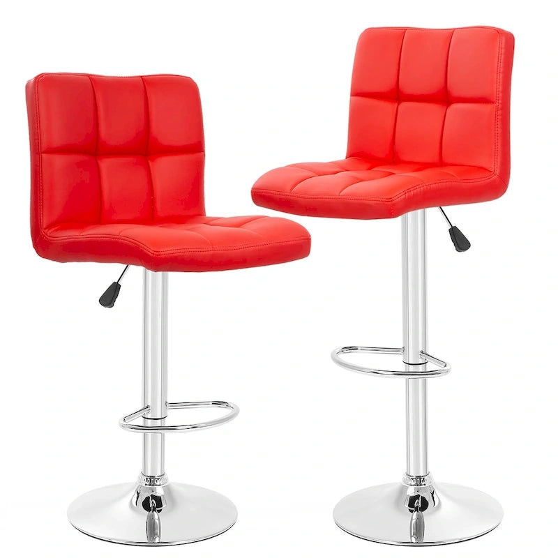 Tabourets de bar pivotants en cuir synthétique modernes à hauteur réglable (lot de 2)