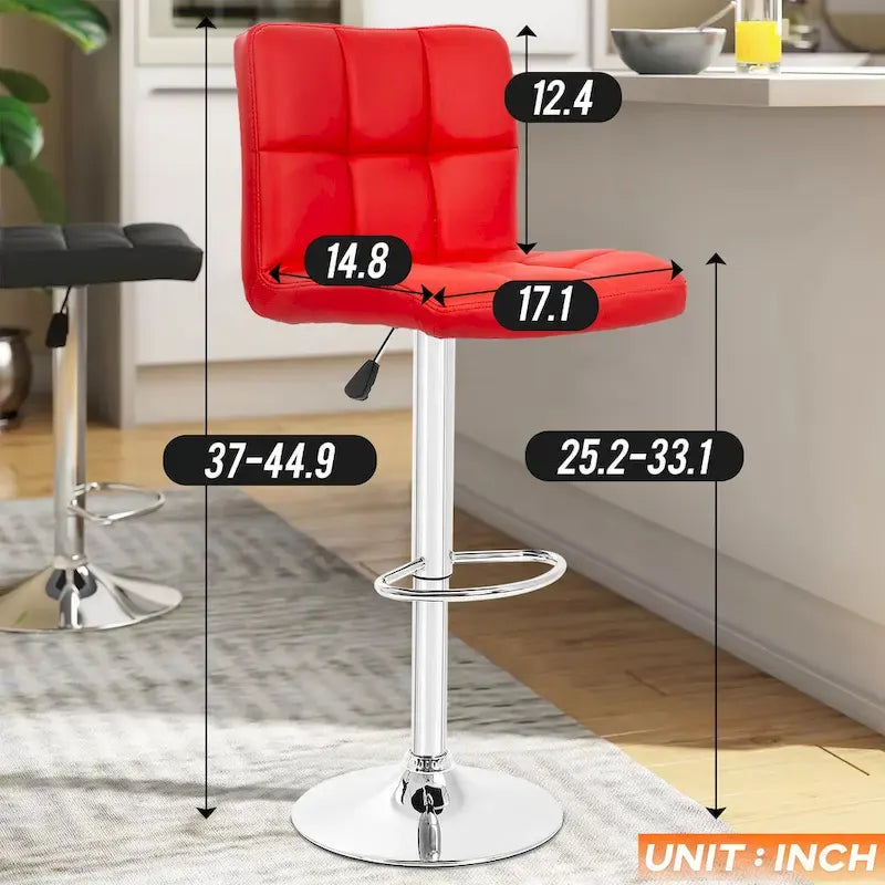 Tabourets de bar pivotants en cuir synthétique modernes à hauteur réglable (lot de 2)