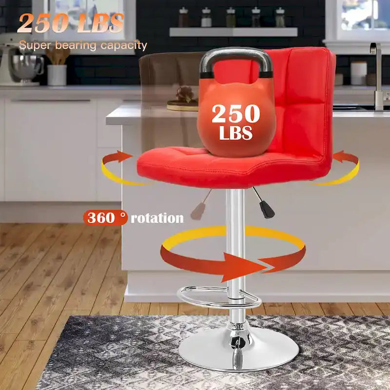 Tabourets de bar pivotants en cuir synthétique modernes à hauteur réglable (lot de 2)