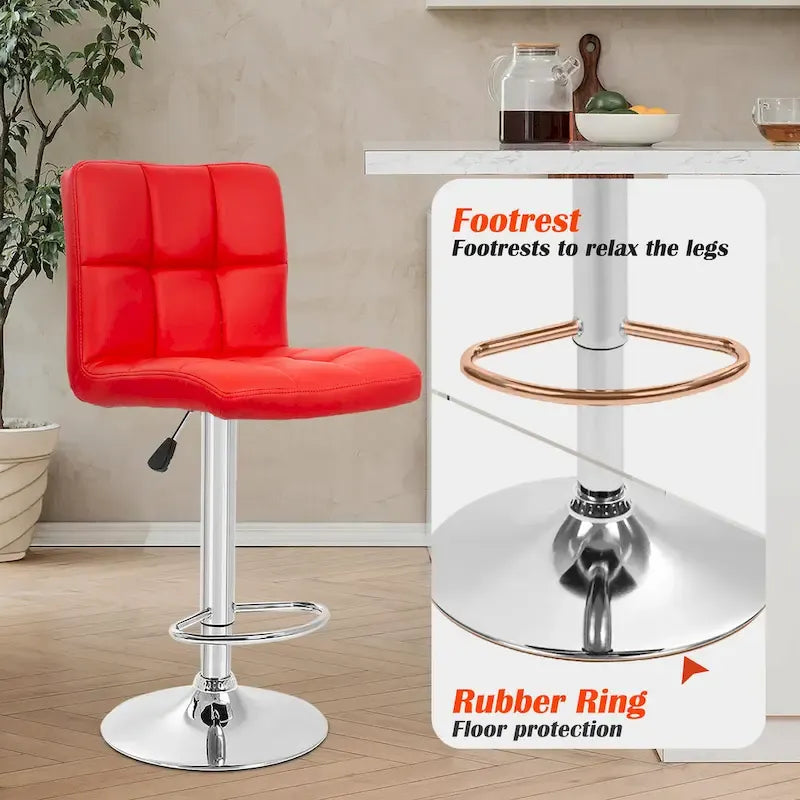 Tabourets de bar pivotants en cuir synthétique modernes à hauteur réglable (lot de 2)