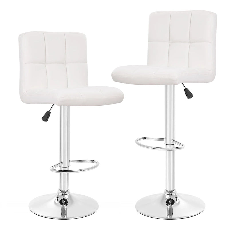 Tabourets de bar pivotants en cuir synthétique modernes à hauteur réglable (lot de 2)