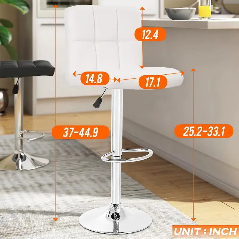 Tabourets de bar pivotants en cuir synthétique modernes à hauteur réglable (lot de 2)
