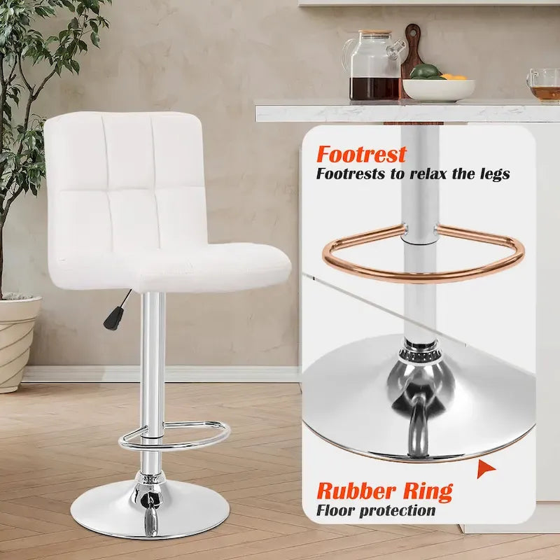 Tabourets de bar pivotants en cuir synthétique modernes à hauteur réglable (lot de 2)