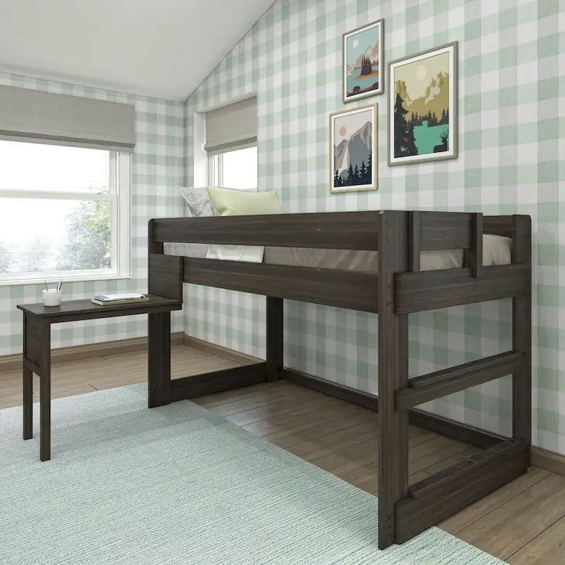 Lit mezzanine bas de style ferme avec bureau attenant (taille double)