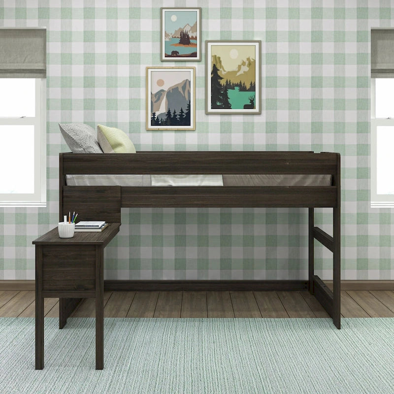 Lit mezzanine bas de style ferme avec bureau attenant (taille double)