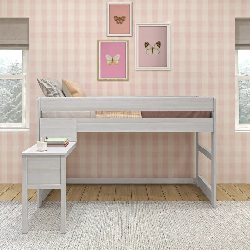 Lit mezzanine bas de style ferme avec bureau attenant (taille double)