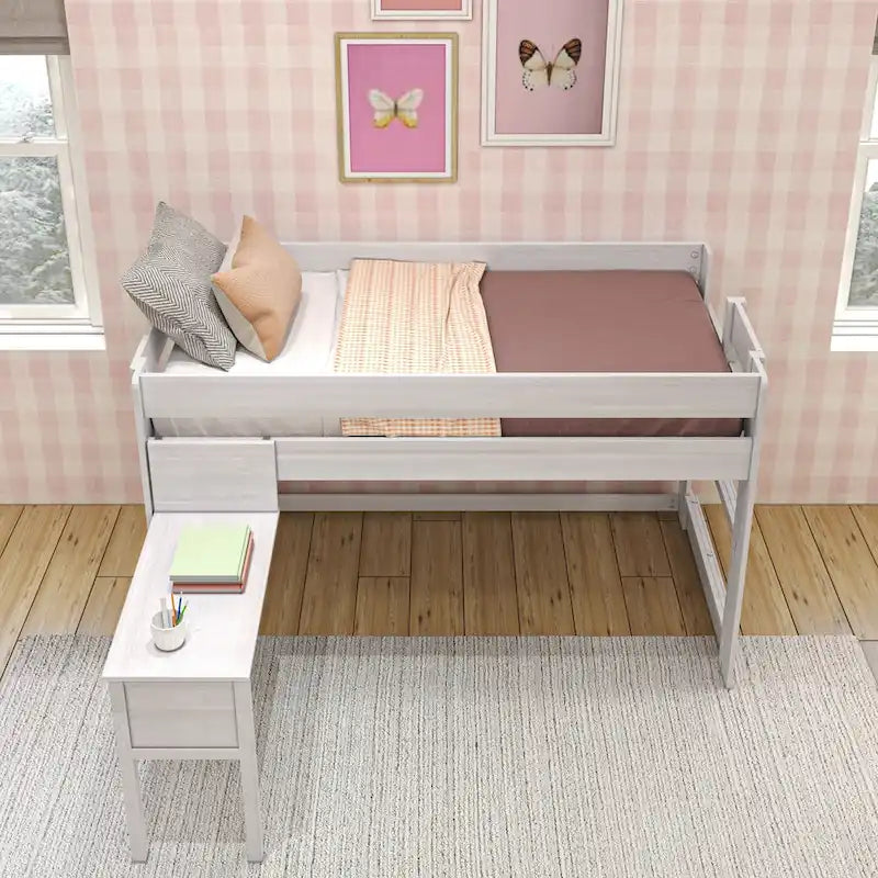 Lit mezzanine bas de style ferme avec bureau attenant (taille double)
