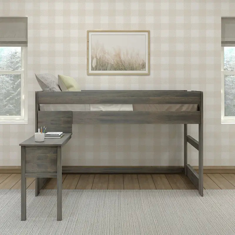 Lit mezzanine bas de style ferme avec bureau attenant (taille double)