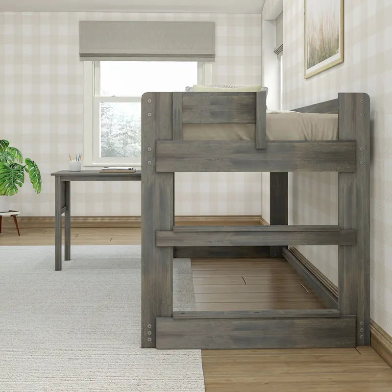 Lit mezzanine bas de style ferme avec bureau attenant (taille double)