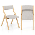 2 chaises de salle à manger pliantes en bois avec assise rembourrée en tissu lin