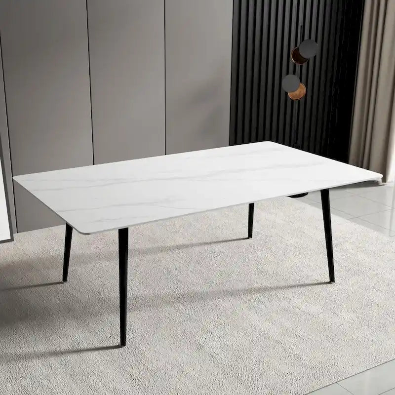 Table à manger rectangulaire 70,8" avec plateau en pierre
