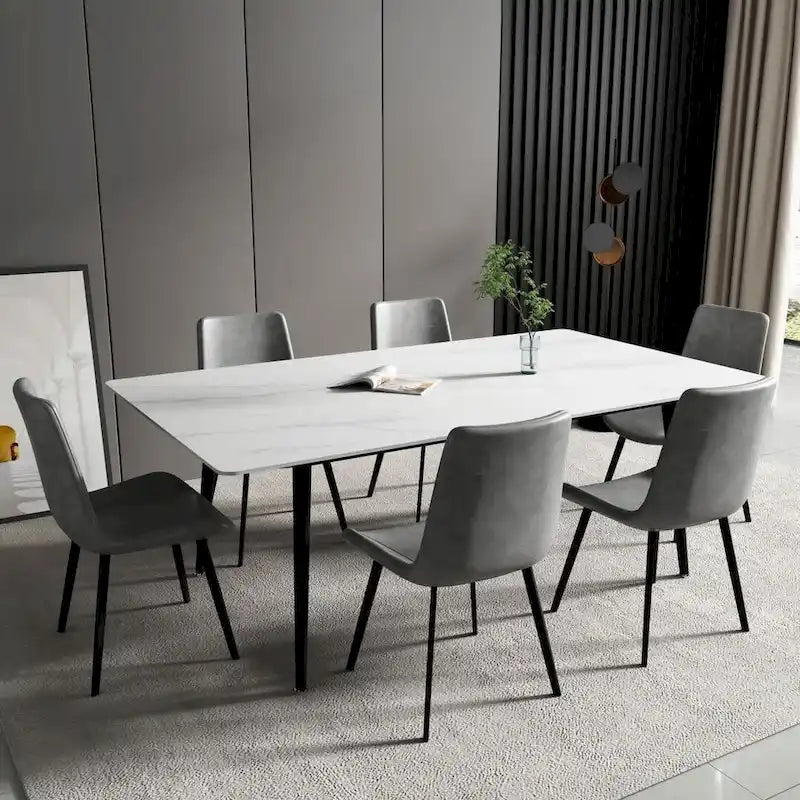 Table à manger rectangulaire 70,8" avec plateau en pierre