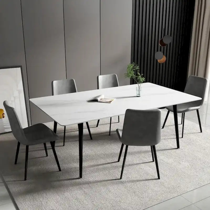 Table à manger rectangulaire 70,8" avec plateau en pierre