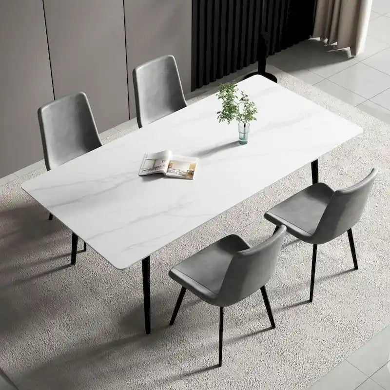 Table à manger rectangulaire 70,8" avec plateau en pierre