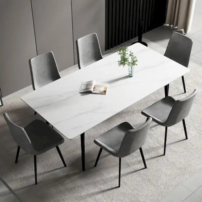 Table à manger rectangulaire 70,8" avec plateau en pierre