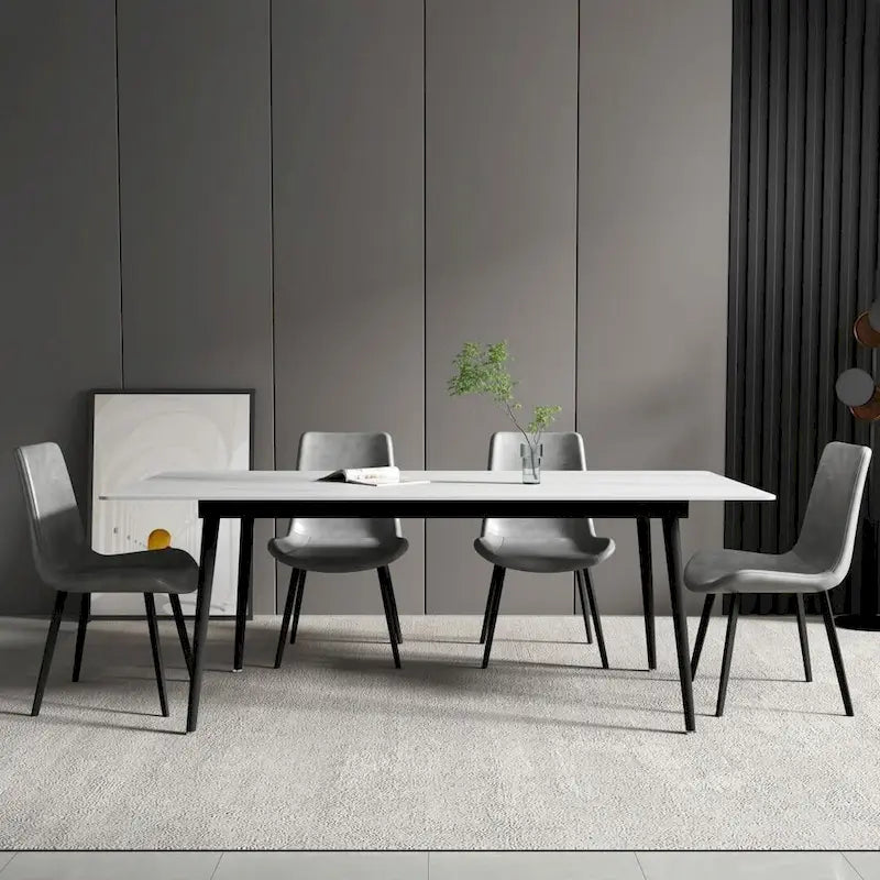 Table à manger rectangulaire 70,8" avec plateau en pierre