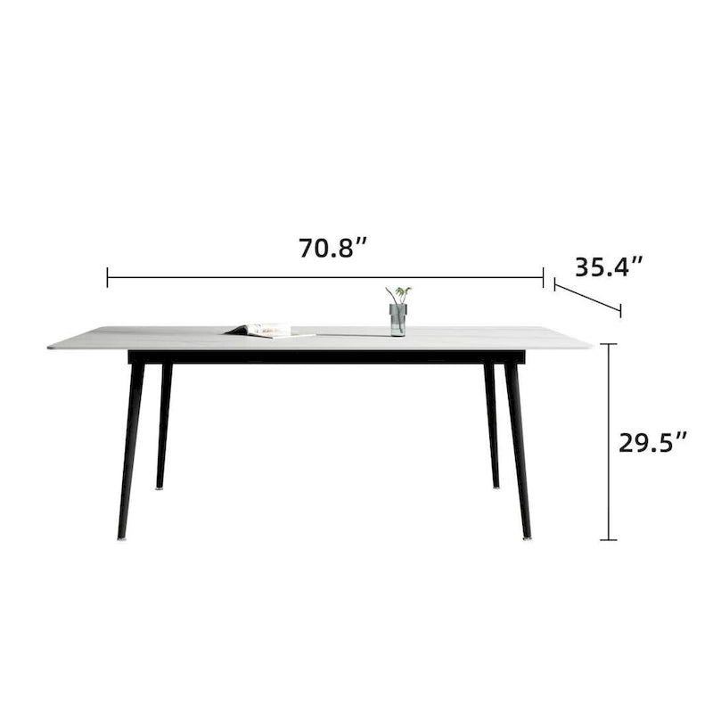 Table à manger rectangulaire 70,8" avec plateau en pierre