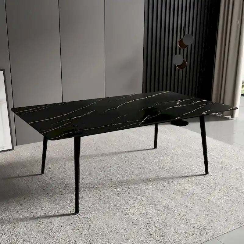 Table à manger rectangulaire 70,8" avec plateau en pierre