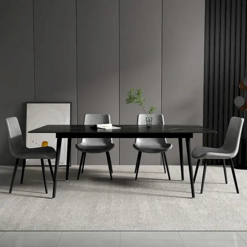 Table à manger rectangulaire 70,8" avec plateau en pierre