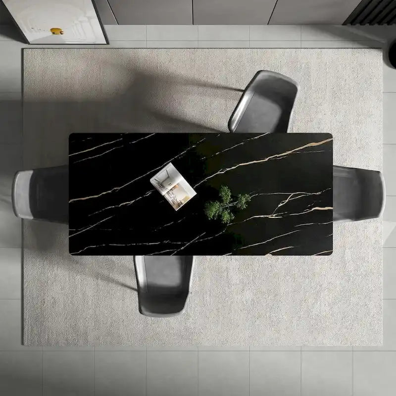 Table à manger rectangulaire 70,8" avec plateau en pierre