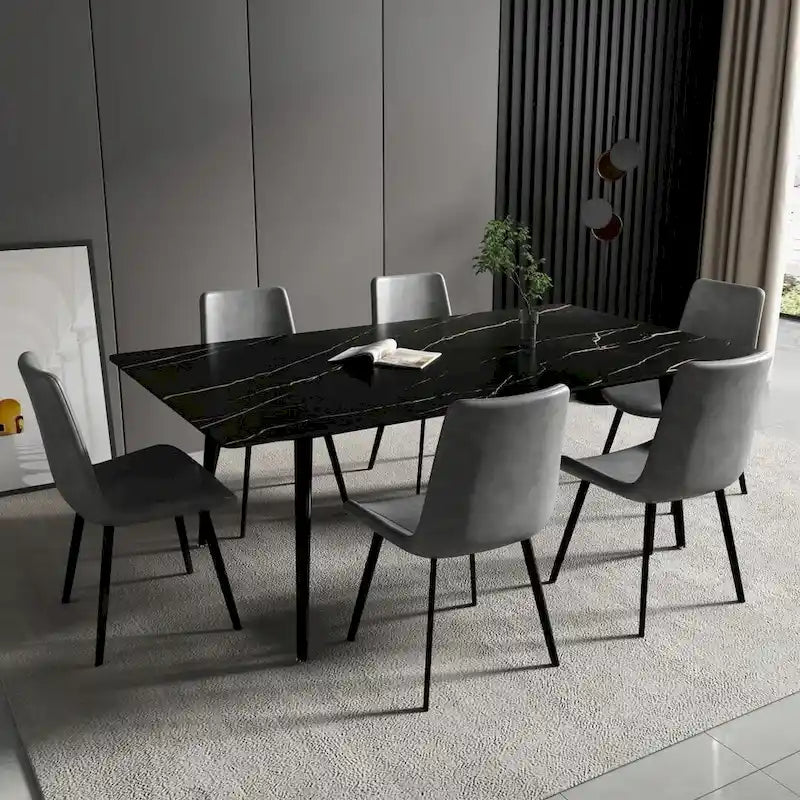 Table à manger rectangulaire 70,8" avec plateau en pierre