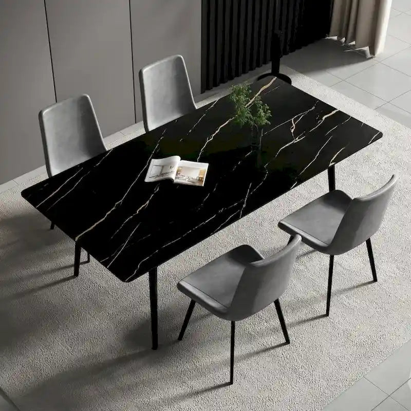 Table à manger rectangulaire 70,8" avec plateau en pierre