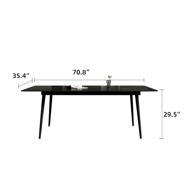 Table à manger rectangulaire 70,8" avec plateau en pierre