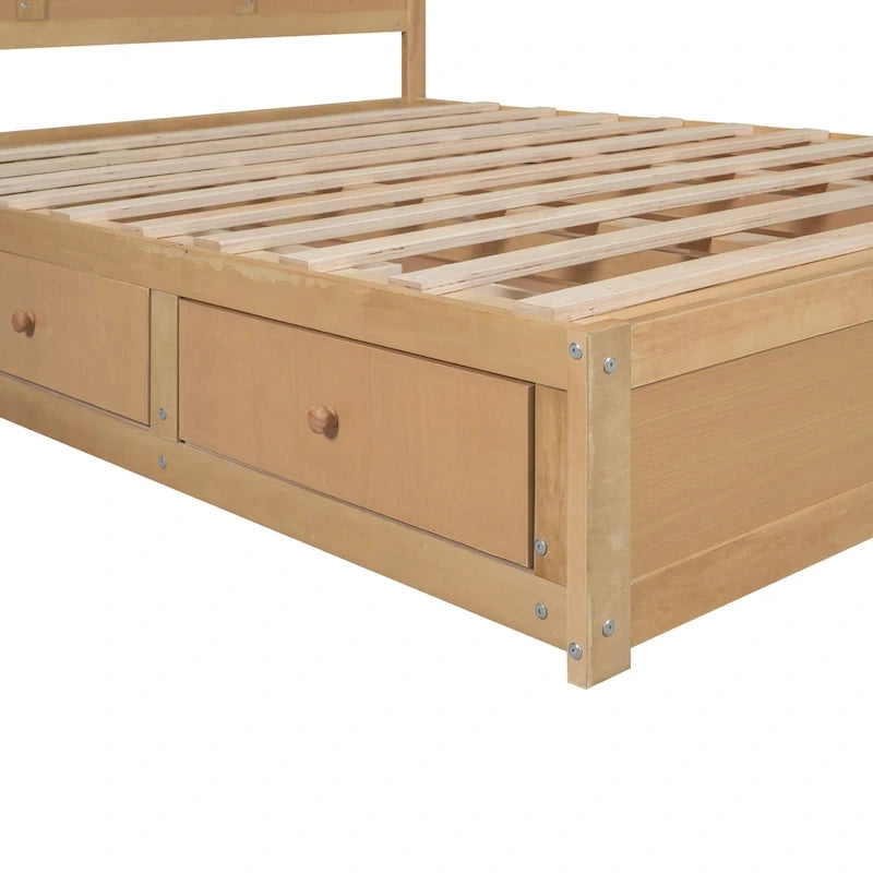 Lit plateforme en bois avec rangement intégré et 2 tiroirs