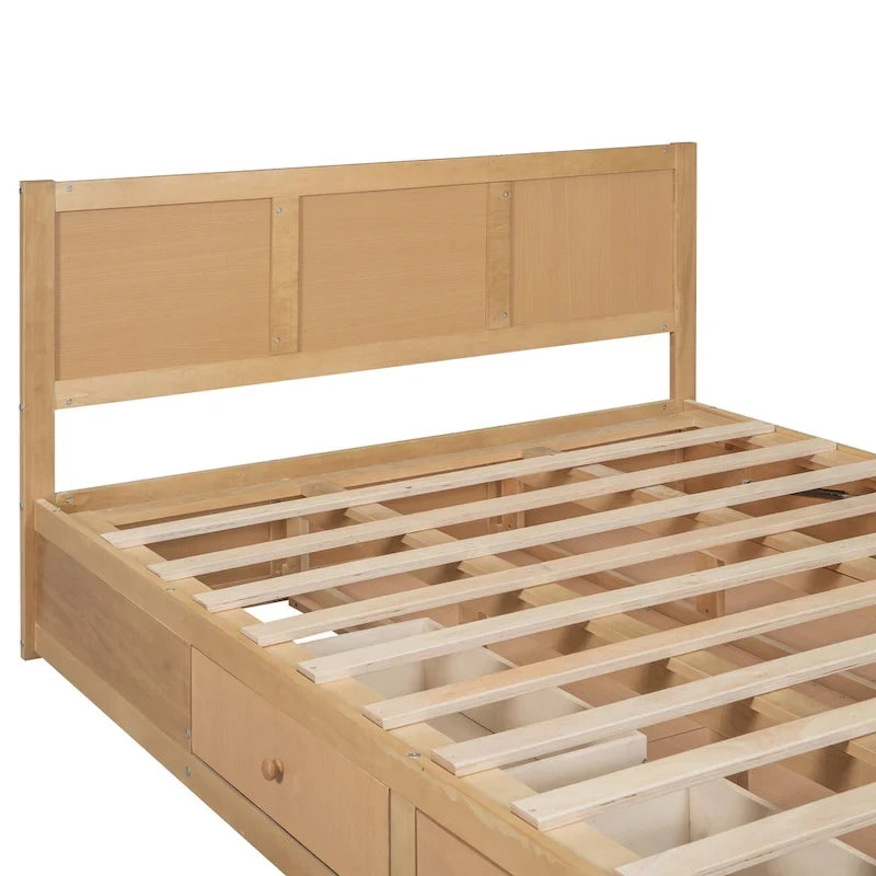 Lit plateforme en bois avec rangement intégré et 2 tiroirs