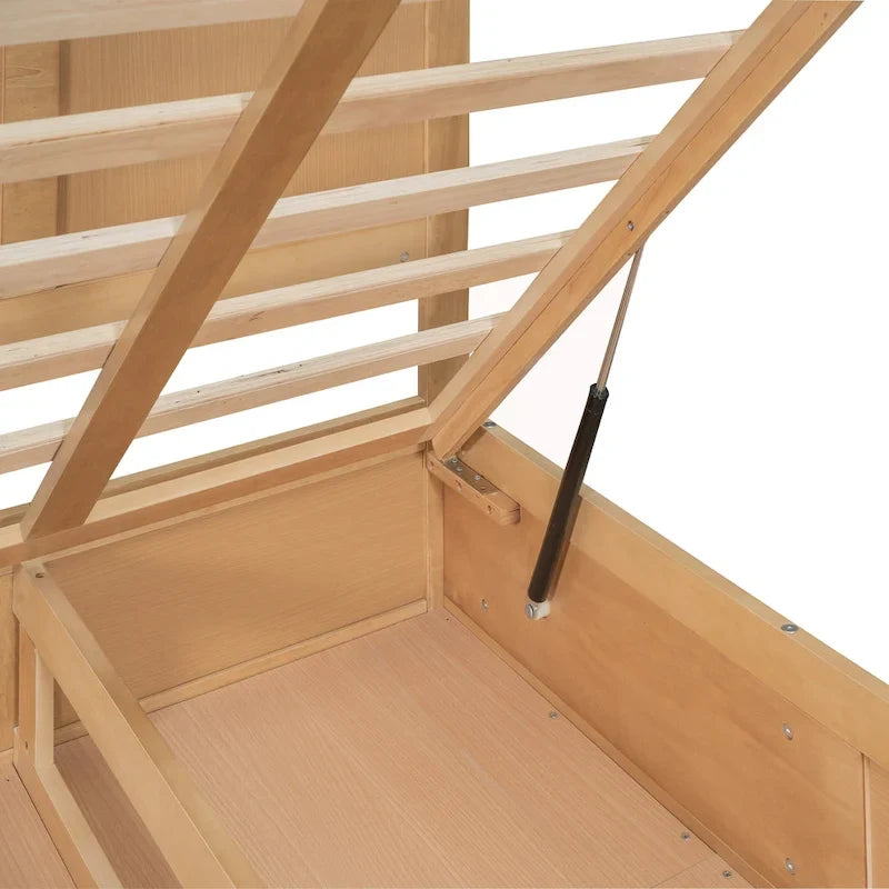 Lit plateforme en bois avec rangement intégré et 2 tiroirs