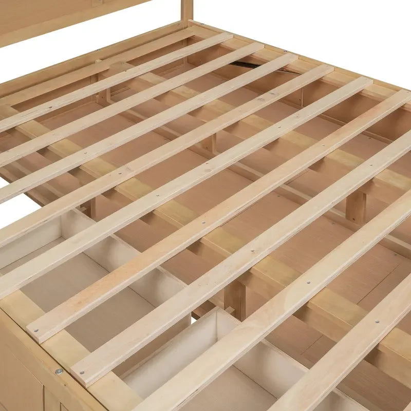 Lit plateforme en bois avec rangement intégré et 2 tiroirs