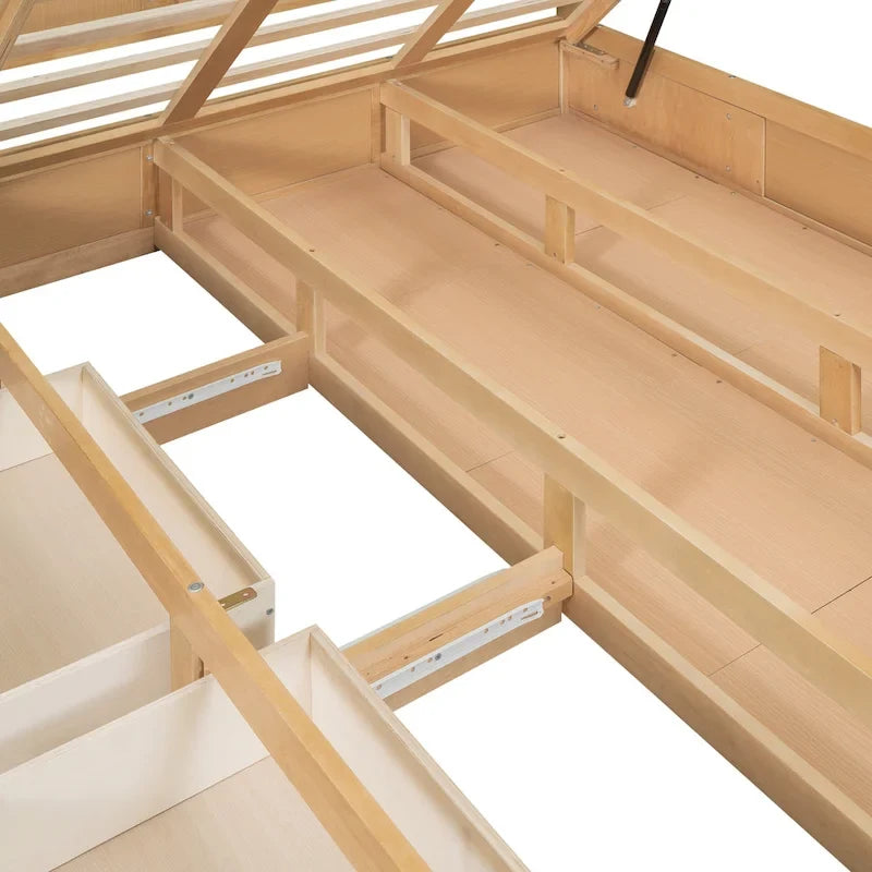 Lit plateforme en bois avec rangement intégré et 2 tiroirs