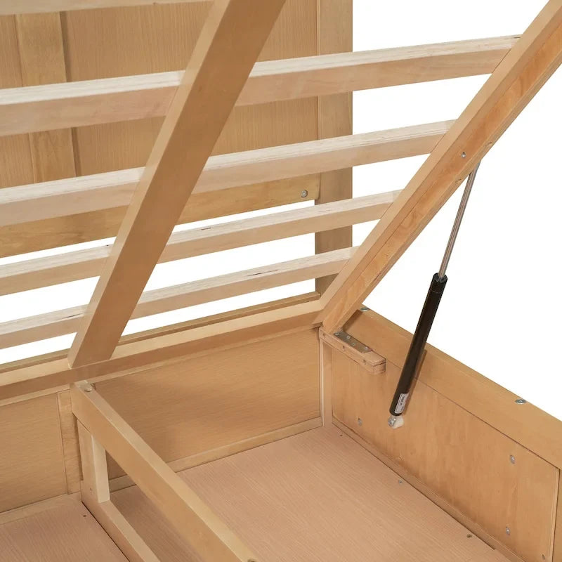 Lit plateforme en bois avec rangement intégré et 2 tiroirs