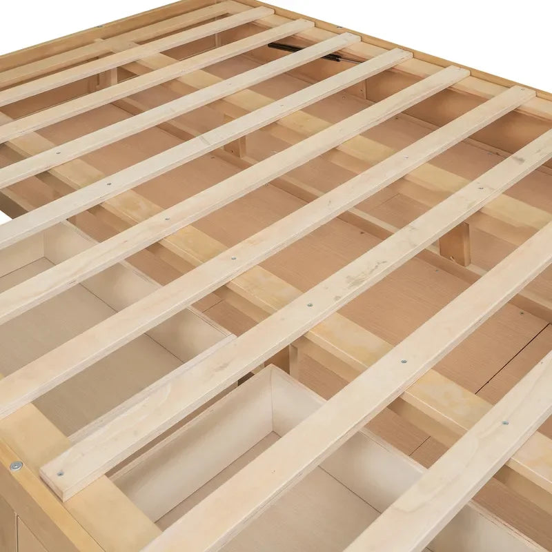 Lit plateforme en bois avec rangement intégré et 2 tiroirs