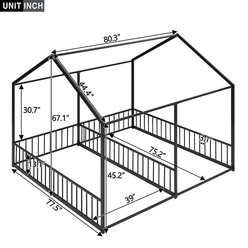 Lits plateforme Metal House Deux lits partagés Deux lits partagés