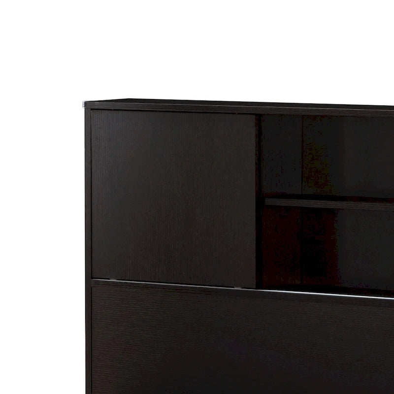 Tête de lit bibliothèque double avec 2 portes coulissantes, Cacao rouge