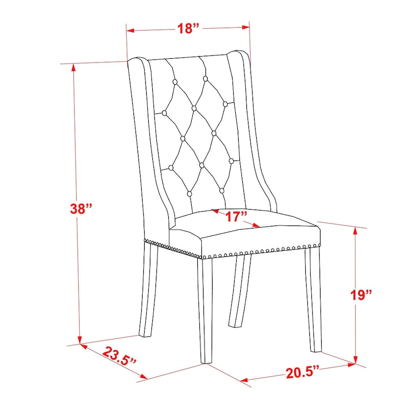 Chaises de cuisine - Chaises de salle à manger capitonnées avec rivets, lot de 2 (finition et rembourrage)