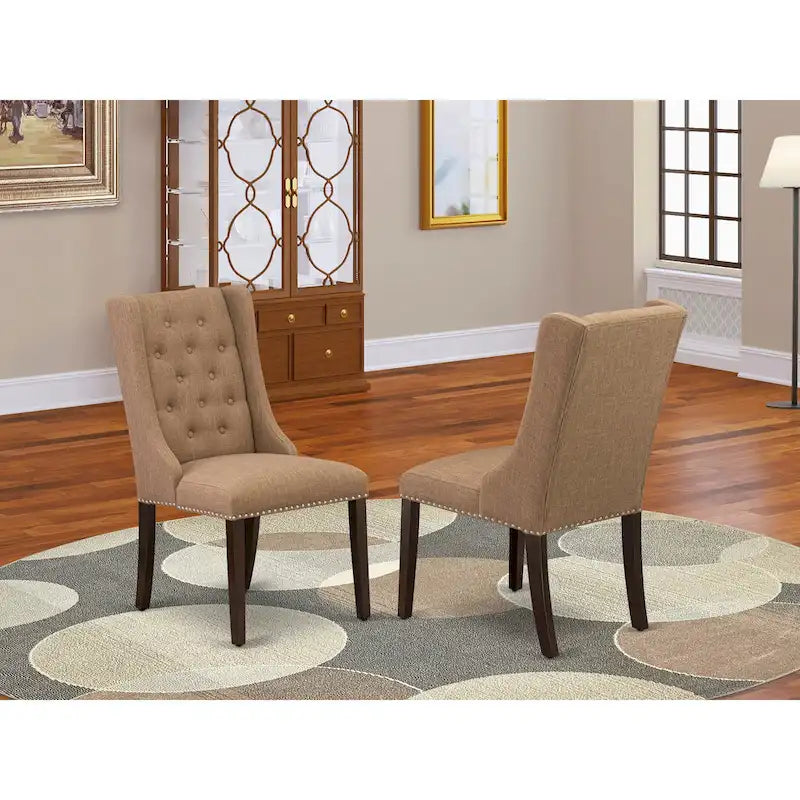 Chaises de cuisine - Chaises de salle à manger capitonnées avec rivets, lot de 2 (finition et rembourrage)