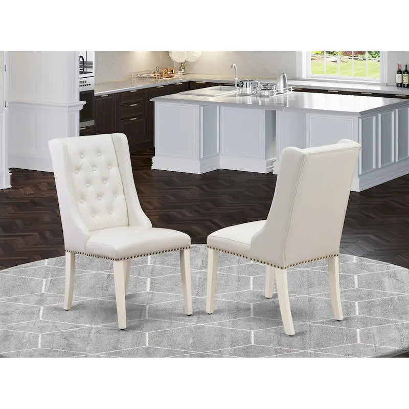 Chaises de cuisine - Chaises de salle à manger capitonnées avec rivets, lot de 2 (finition et rembourrage)