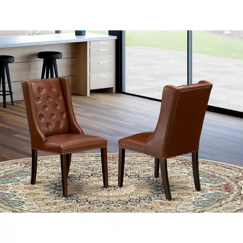 Chaises de cuisine - Chaises de salle à manger capitonnées avec rivets, lot de 2 (finition et rembourrage)