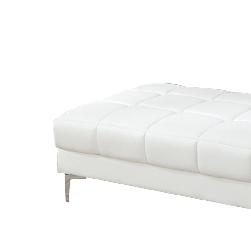 Ottoman en similicuir collé blanc, de style moderne