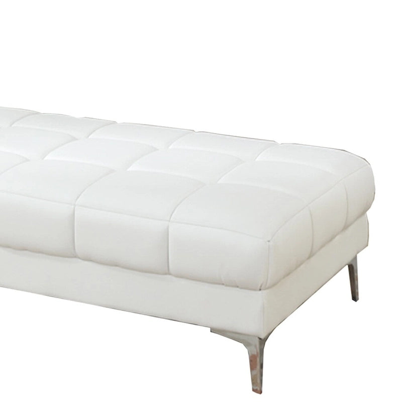 Ottoman en similicuir collé blanc, de style moderne