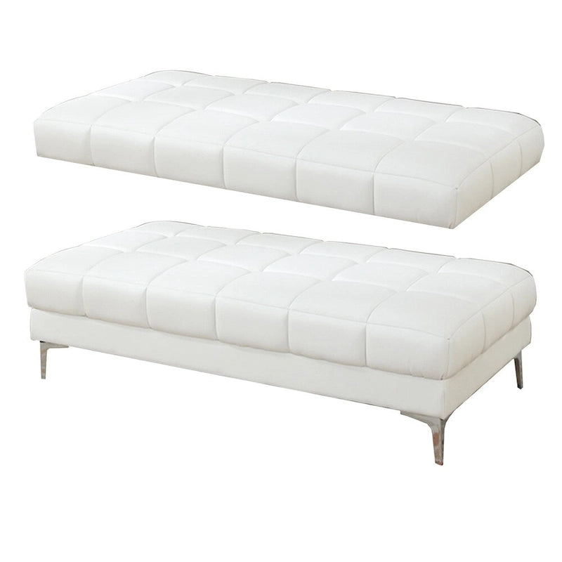 Ottoman en similicuir collé blanc, de style moderne