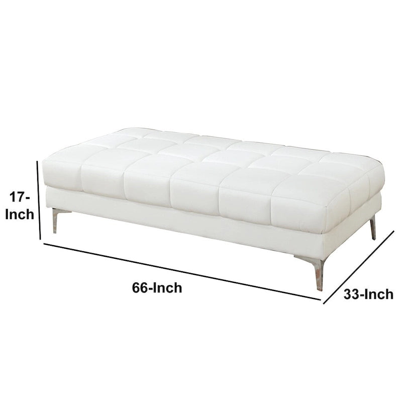 Ottoman en similicuir collé blanc, de style moderne