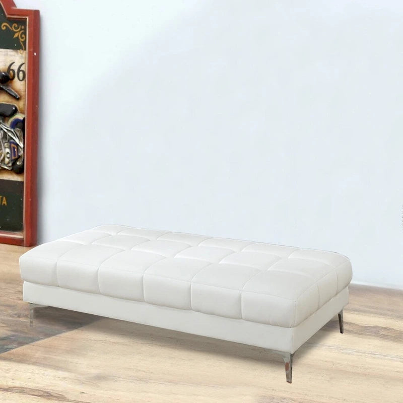 Ottoman en similicuir collé blanc, de style moderne