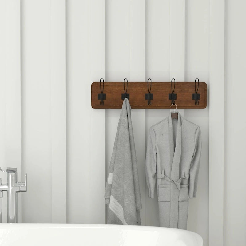 Étagère de rangement murale avec tablette supérieure et crochets de rangement